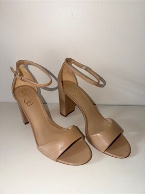 Sam Edelman Beige Ankle-Strap Block Heel Sandals - Women. Sz 10.5